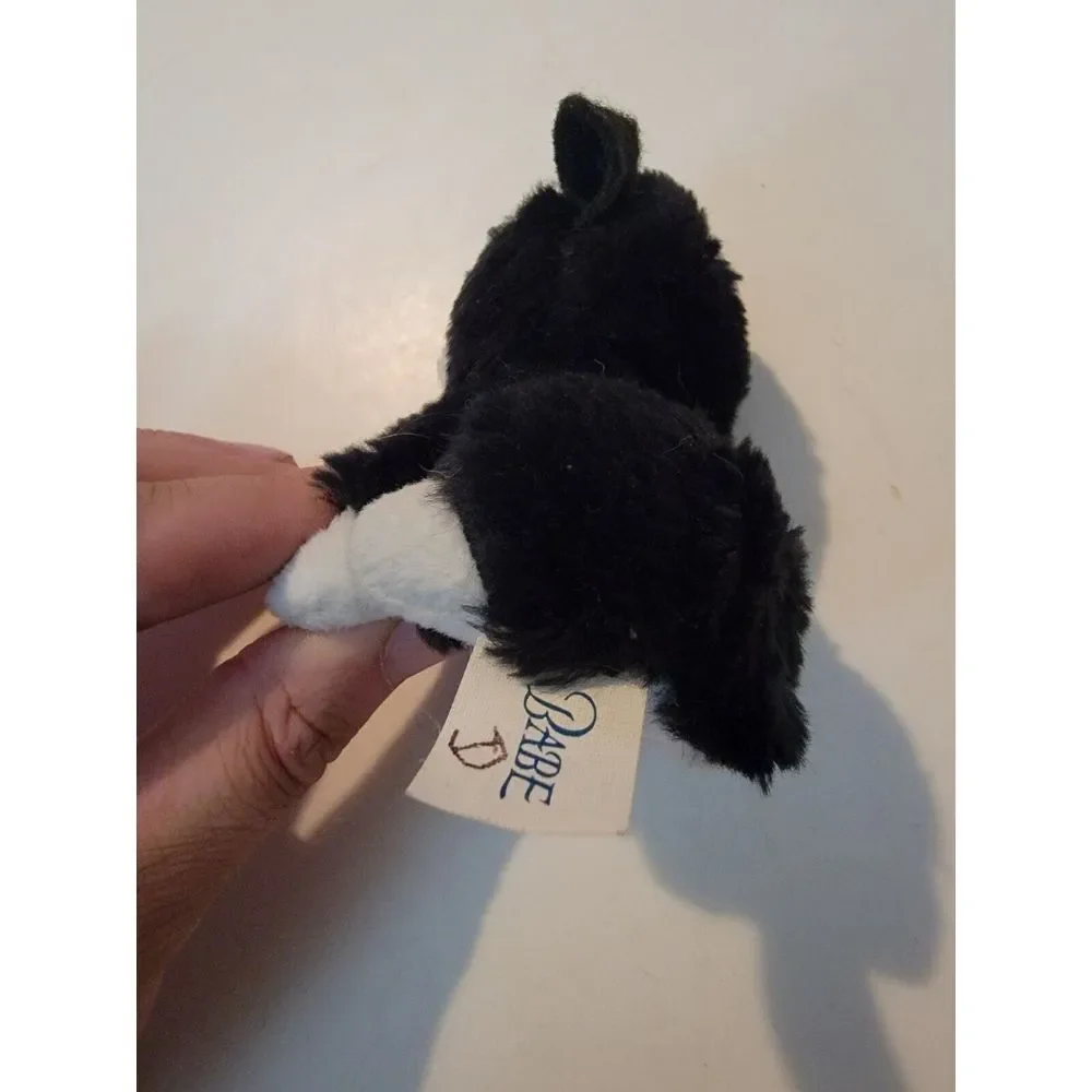 Vintage 1995 BABE Simon Small Black & White Stuffed Plush Dog Figure Toy